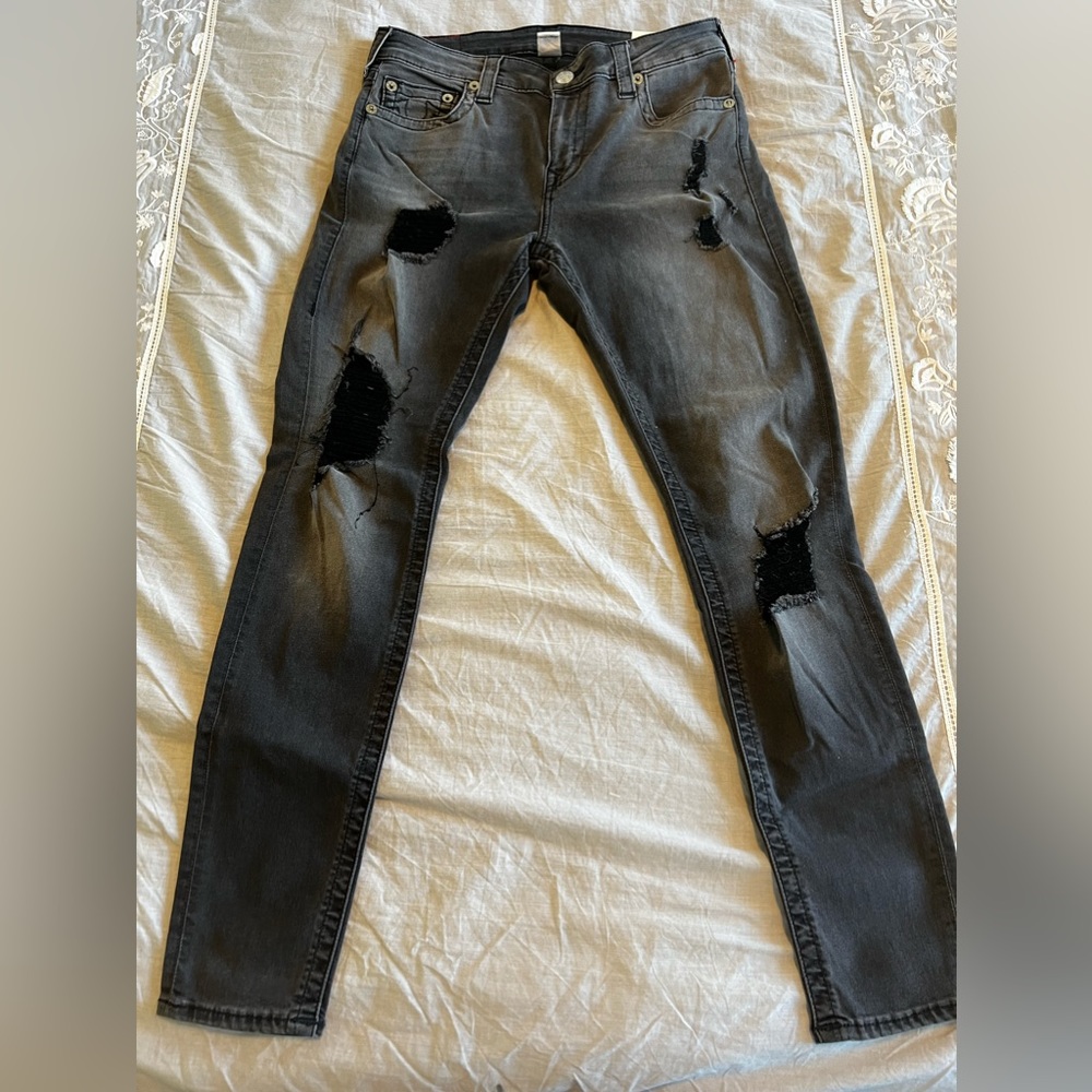True Religion black distressed jeans